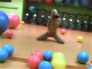 Sabrina light-haired ash-blonde dame wearing a pinkish cable on